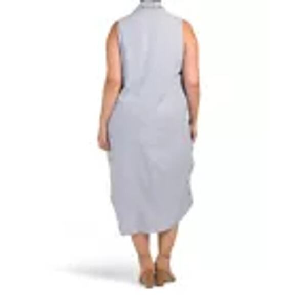 Cynthia Rowley Light Blue Linen Blend Sleeveless Cowl Neck Hi-Low Dress Size 3X - Picture 1 of 10
